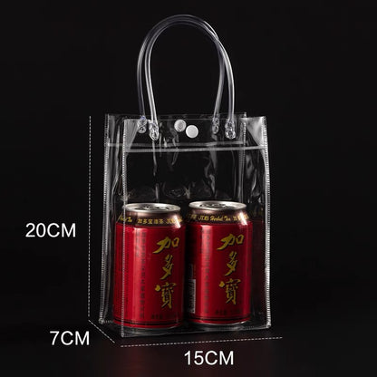 A spot stall pvc plastic tote bag transparent hose thickened red wine packaging bag gift bag