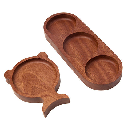 A Acacia wood taste plate three grids fish tail taste plate