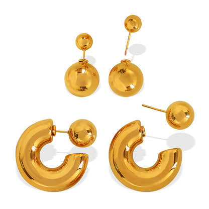 A Titanium steel European and American personality simple metal sense light luxury temperament Titanium steel spherical niche ins design sense jewelry