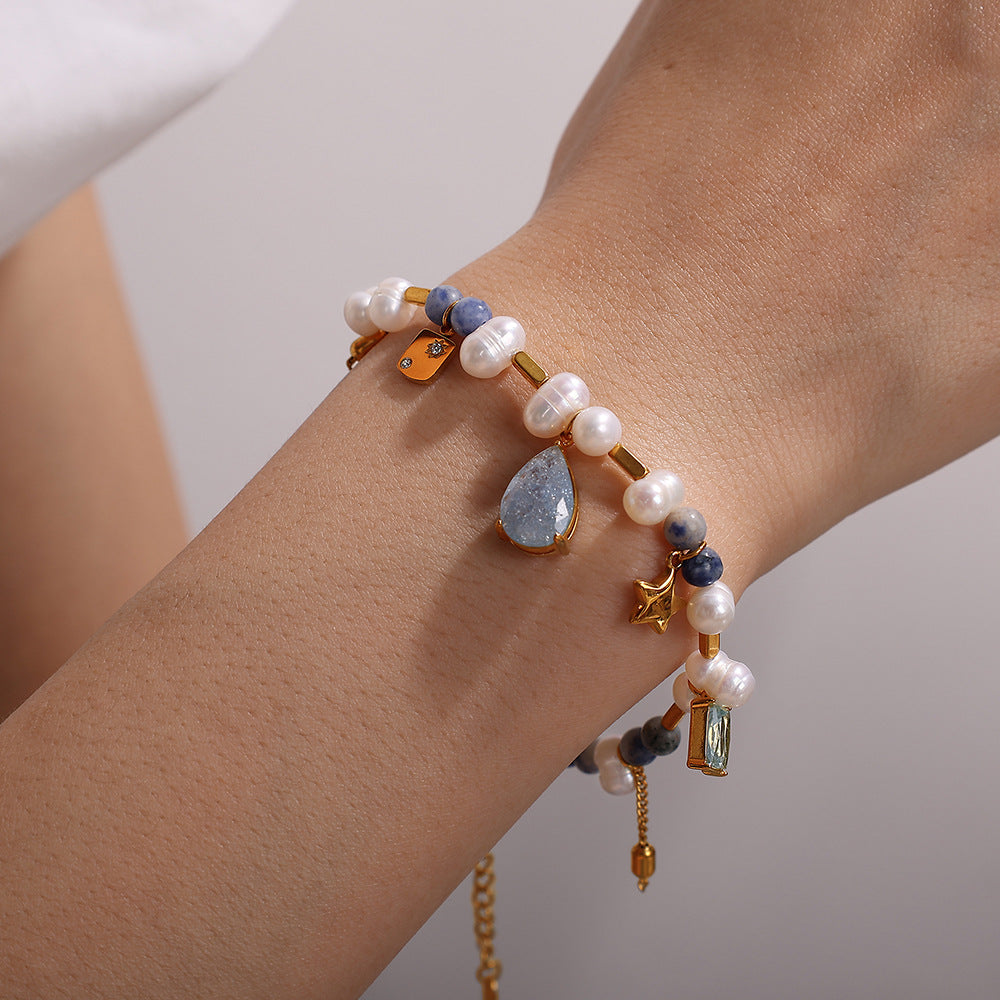 A French style court ins light luxury design noble zircon natural pearl exquisite necklace collarbone chain necklace