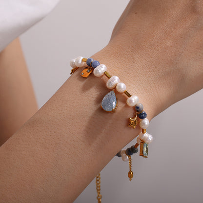 A French style court ins light luxury design noble zircon natural pearl exquisite necklace collarbone chain necklace