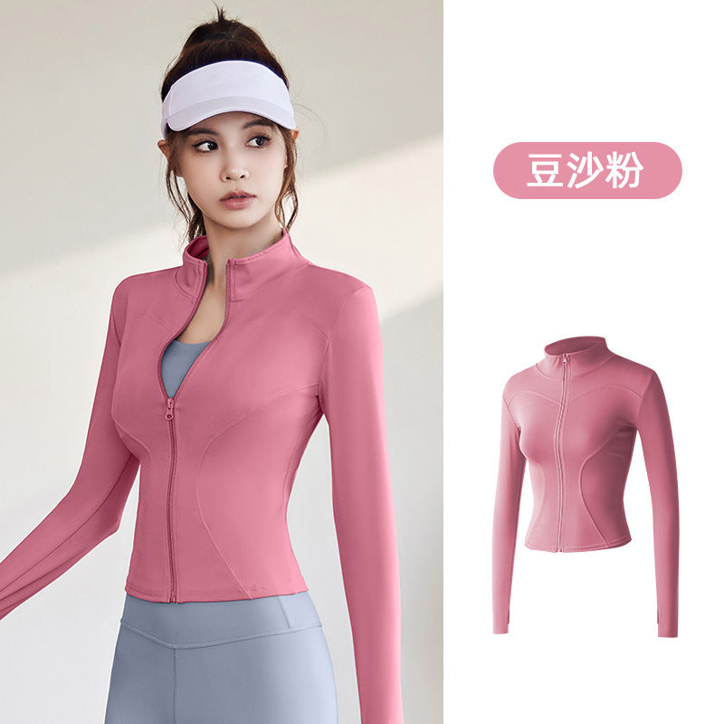 A Spring and Autumn Sports Jacket Long Sleeve Running Slim Fit High Elastic Fitness Yoga Clothing Top Jacket Women