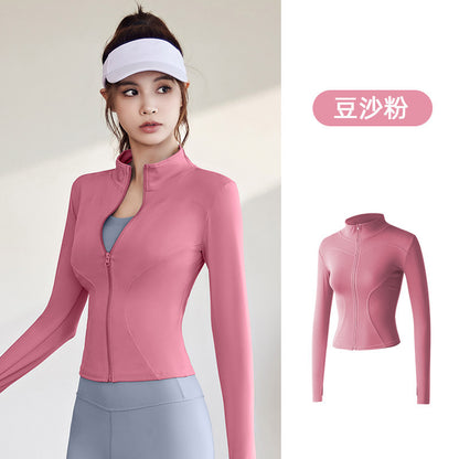 A Spring and Autumn Sports Jacket Long Sleeve Running Slim Fit High Elastic Fitness Yoga Clothing Top Jacket Women