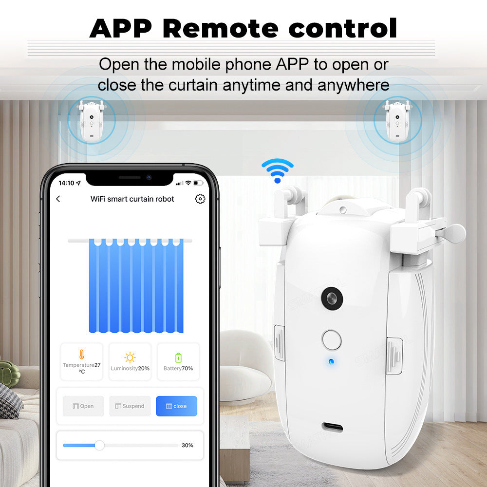 A graffiti curtain motor can be light-sensitive temperature sensing smart home wifi curtain robot bluetooth wireless remote control