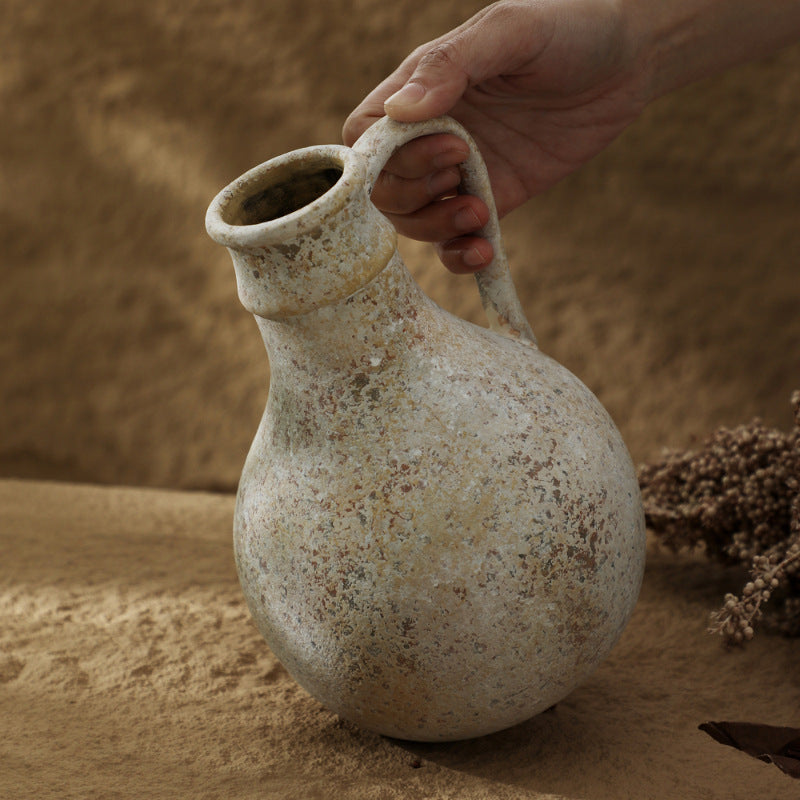 A coarse pottery handmade vase