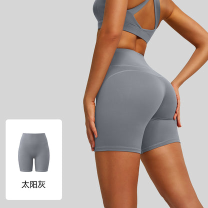 A Xia Wu T high waist hip lift tight nude five points yoga pants women's running sports fitness yoga shorts