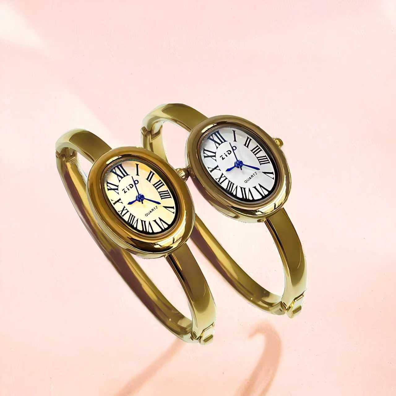 A new watch women's rose gold diamond ring, light luxury, high-end niche design, oval bracelet watch explosion