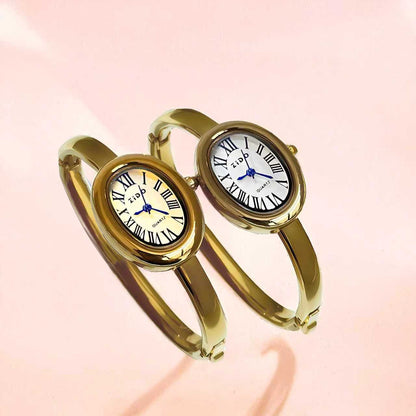 A new watch women's rose gold diamond ring, light luxury, high-end niche design, oval bracelet watch explosion