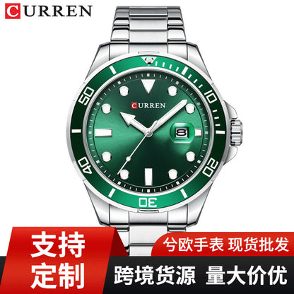 A Curren/Carrion 8388 Men's Watch, Waterproof Quartz Steel Strap Watch, Calendar Quartz watches