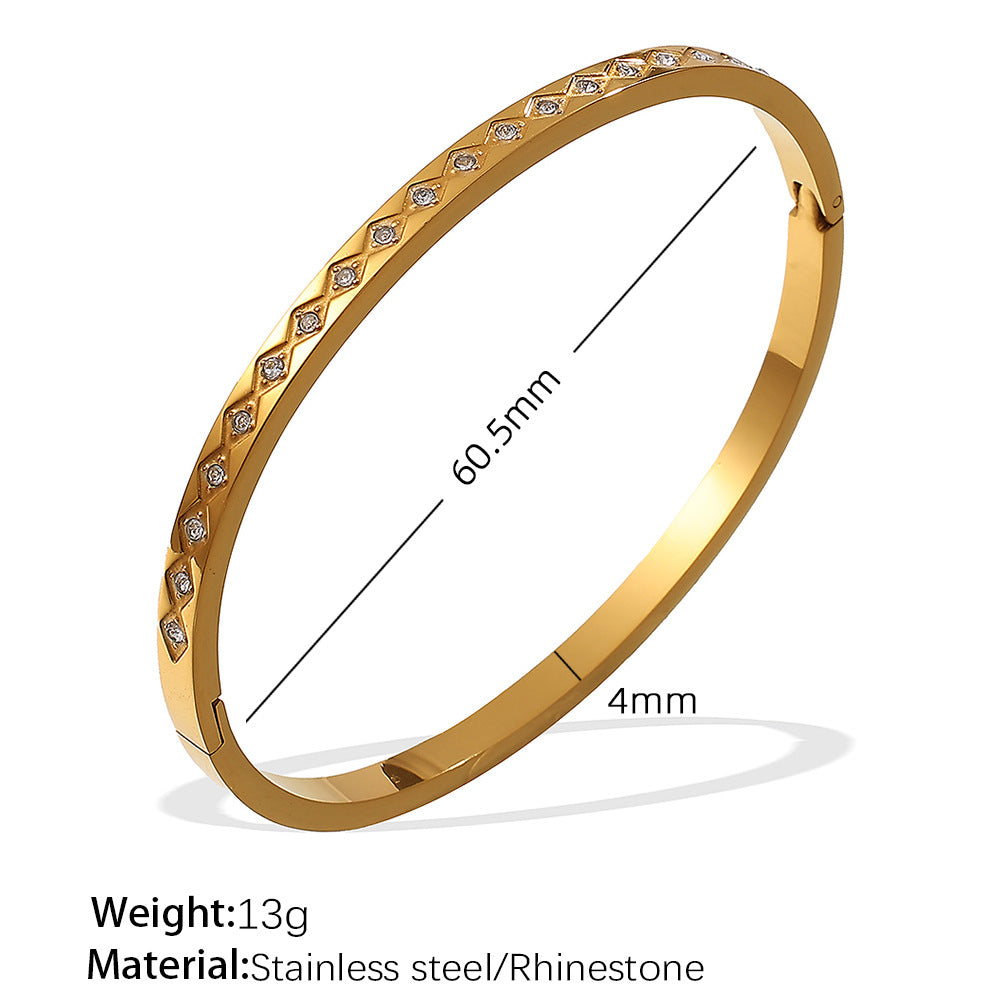 A European and American hot selling ins style titanium steel bracelet hexagram star snap buckle bracelet 18k gold-plated stainless steel zircon bracelet