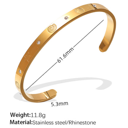 A cross-border European and American exaggerated personality versatile titanium steel inlaid zircon marine series stainless steel advanced sense opening bracelet
