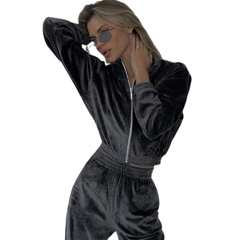 A sweater fleece shirt trousers set