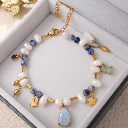 A French style court ins light luxury design noble zircon natural pearl exquisite necklace collarbone chain necklace