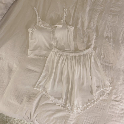 A Modal pajamas women's spring, autumn and winter sexy with chest pads, summer suspenders, trousers can be worn outside, simple loungewear cover - Mixbatch