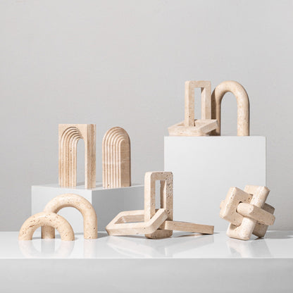 A geometric simulation travertine ornament
