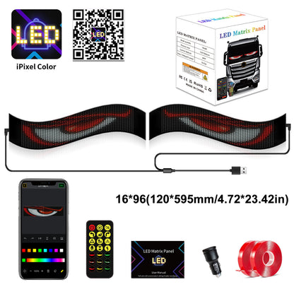LED car soft screen usb car flexible advertising screen APP bluetooth window glass devil's eye display