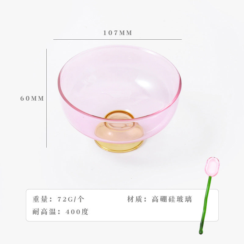A glass bowl fruit salad bowl set