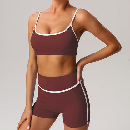 A sports suit women's contrasting colors, beautiful back, tight body, nude yoga suit, running fitness yoga suit