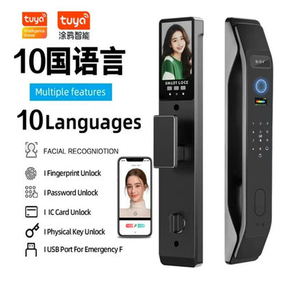 A door fingerprint lock tuya smart lock password lock mobile phone tuya smart cat's eye anti-theft door handle thickening