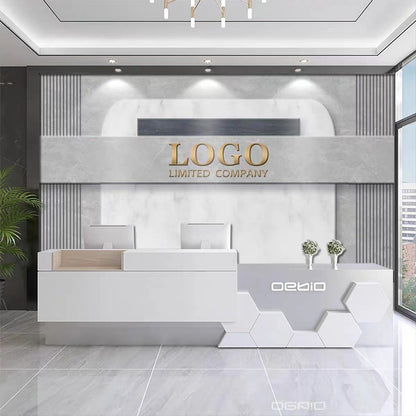 8D company front desk background wall wallpaper imitation marble pattern logo image wallpaper beauty salon bar mural wall covering