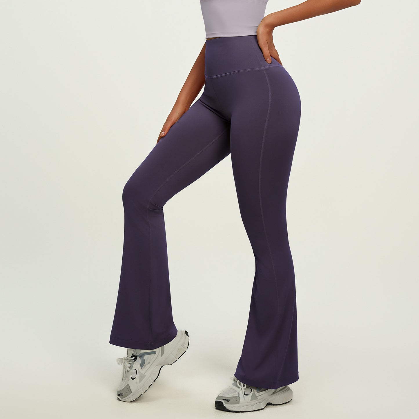 A High Waist Hip Lift Yoga Flared Pants Naked Fitness Breathable Sports Leggings