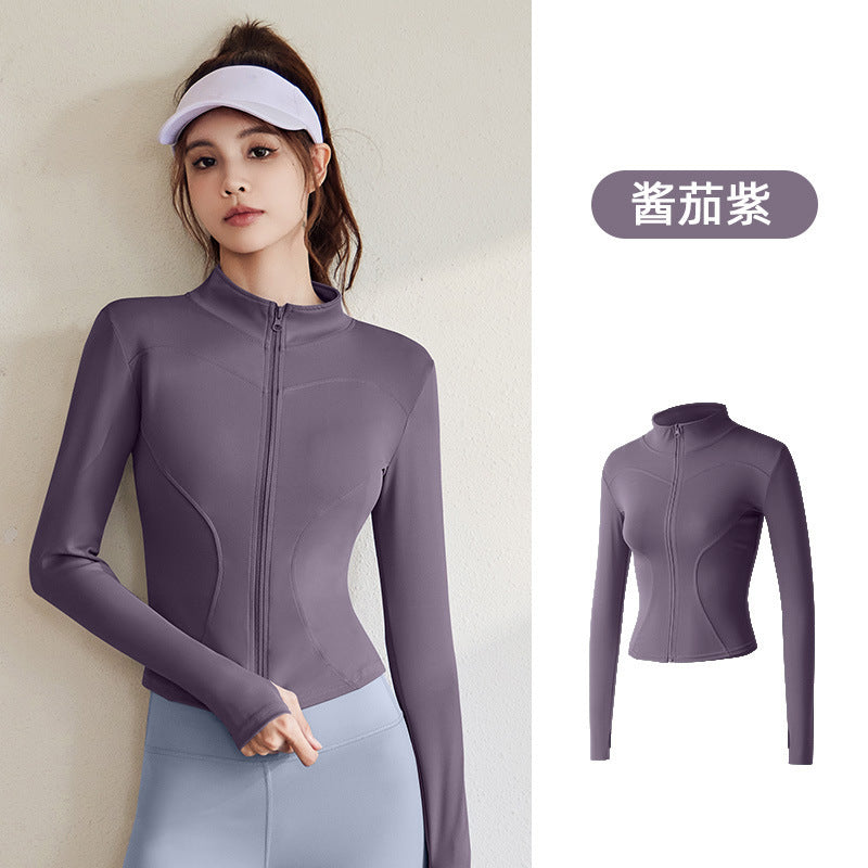 A Spring and Autumn Sports Jacket Long Sleeve Running Slim Fit High Elastic Fitness Yoga Clothing Top Jacket Women