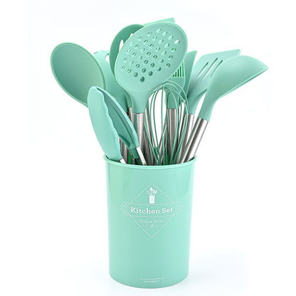 A Silicone 12-piece tube handle rubber tube silicone non-stick pan food grade silicone shovel household silicone kitchen utensils