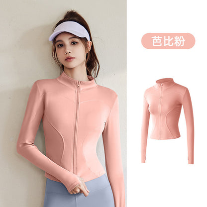 A Spring and Autumn Sports Jacket Long Sleeve Running Slim Fit High Elastic Fitness Yoga Clothing Top Jacket Women