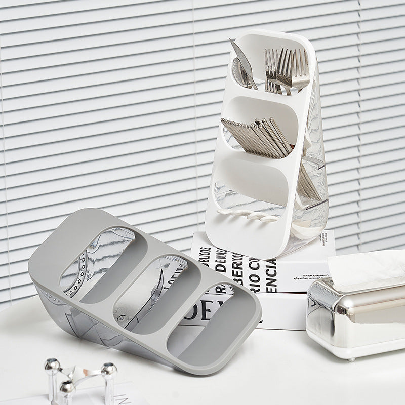 A Three-layer shelf Floor-mounted plastic chopstick cage Knife storage rack Drain chopstick cage Kitchen knife rack