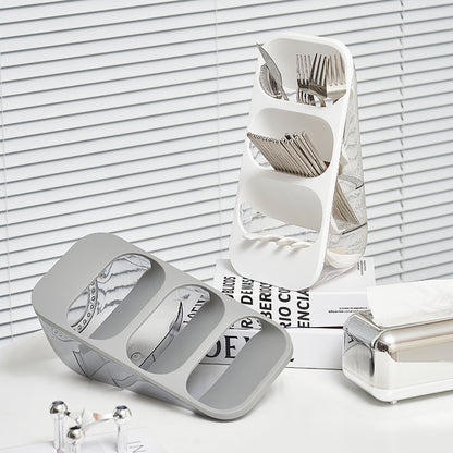 A Three-layer shelf Floor-mounted plastic chopstick cage Knife storage rack Drain chopstick cage Kitchen knife rack
