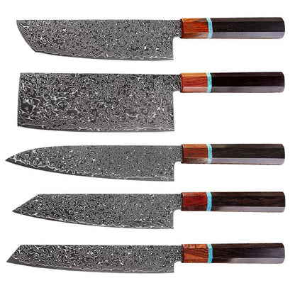 A Damascus chef's knife slicing knife