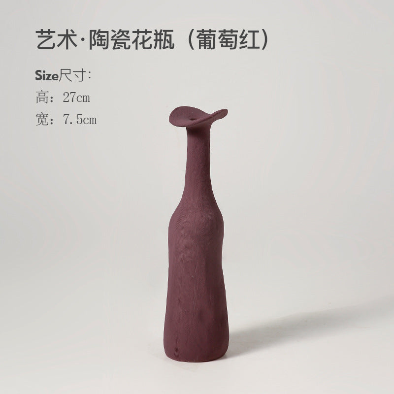 A Beihanmei wabi sandy wind Jingdezhen small vase ceramic high-end ornament flower arrangement living room home decoration