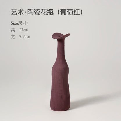A Beihanmei wabi sandy wind Jingdezhen small vase ceramic high-end ornament flower arrangement living room home decoration