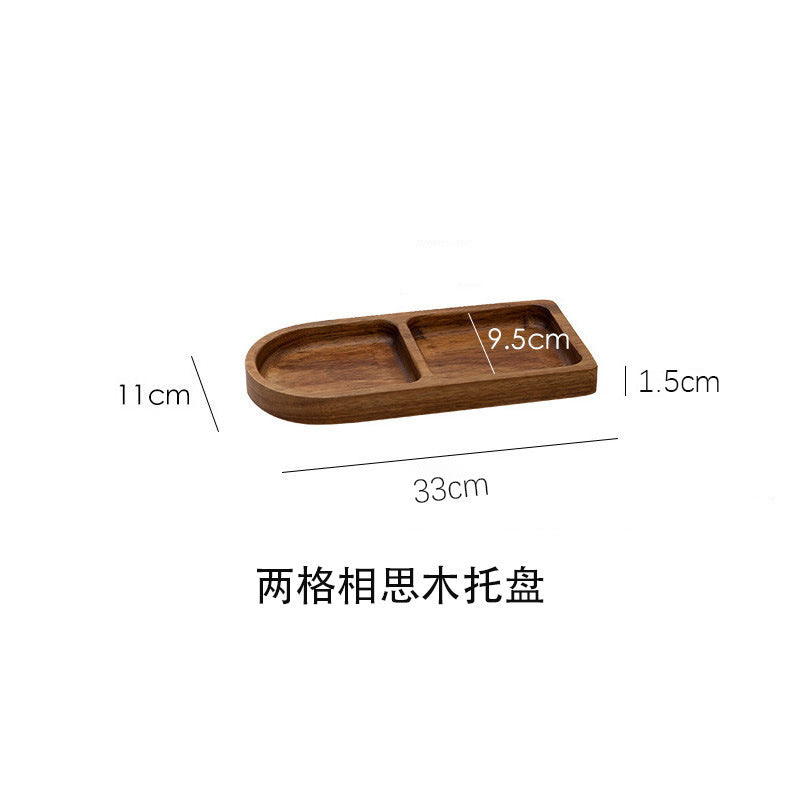 A Acacia wooden tray Japanese-style divided household dim sum snack storage tray