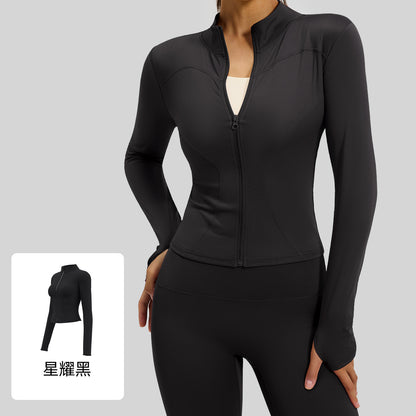 A yoga clothes top women slim and thin breathable running fitness jacket