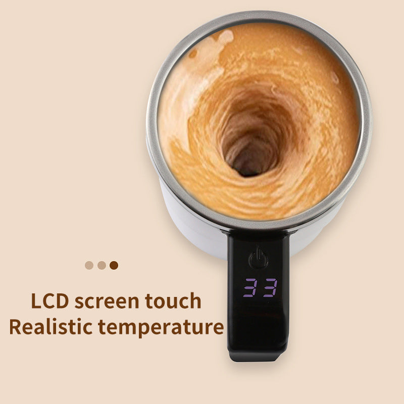 A Digital Display Intelligent Temperature Measurement Magnetic Automatic Mixing Cup Electric Coffee Cup Milkshake Cup Fitness Protein Shaker Cup