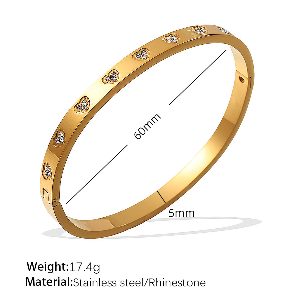 A European and American hot selling ins style titanium steel bracelet hexagram star snap buckle bracelet 18k gold-plated stainless steel zircon bracelet