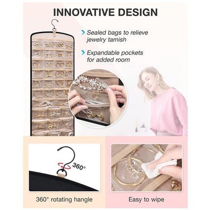 A Spot new U-shaped jewelry bag hanging jewelry storage roll with hook metal hook double-sided jewelry clip