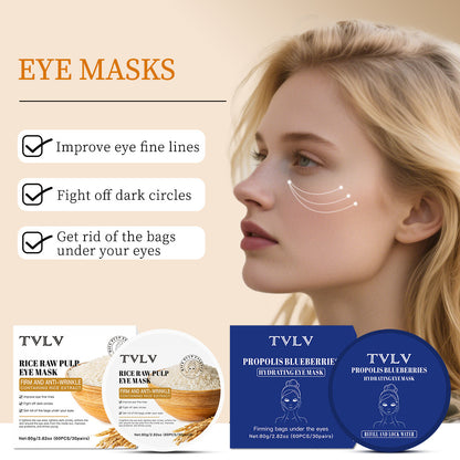 A TVLV rice puree eye mask sticker, moisturizing and brightening around the eyes, propolis blueberry water translucent and moisturizing eye mask