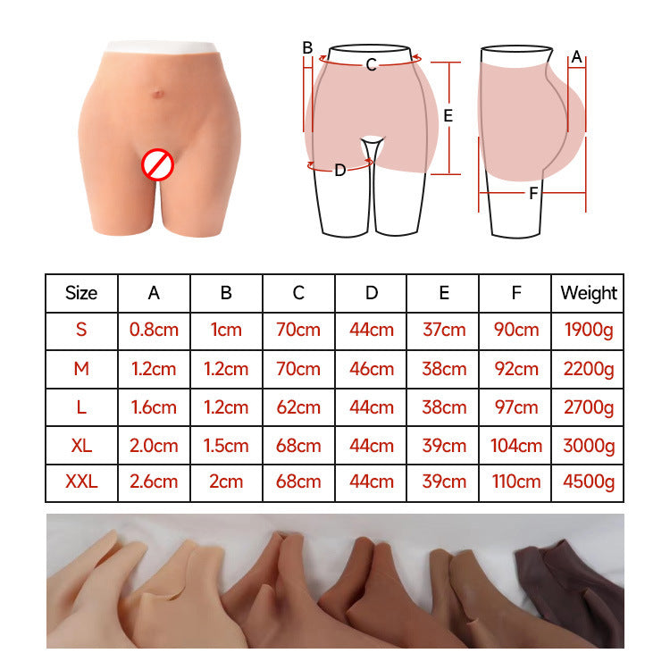 A open-file pure silicone fake butt fake yin pants, hip and hip artifact, fake girl drag pants