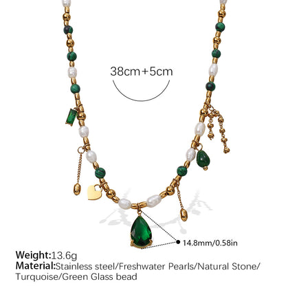 A French style court ins light luxury design noble zircon natural pearl exquisite necklace collarbone chain necklace