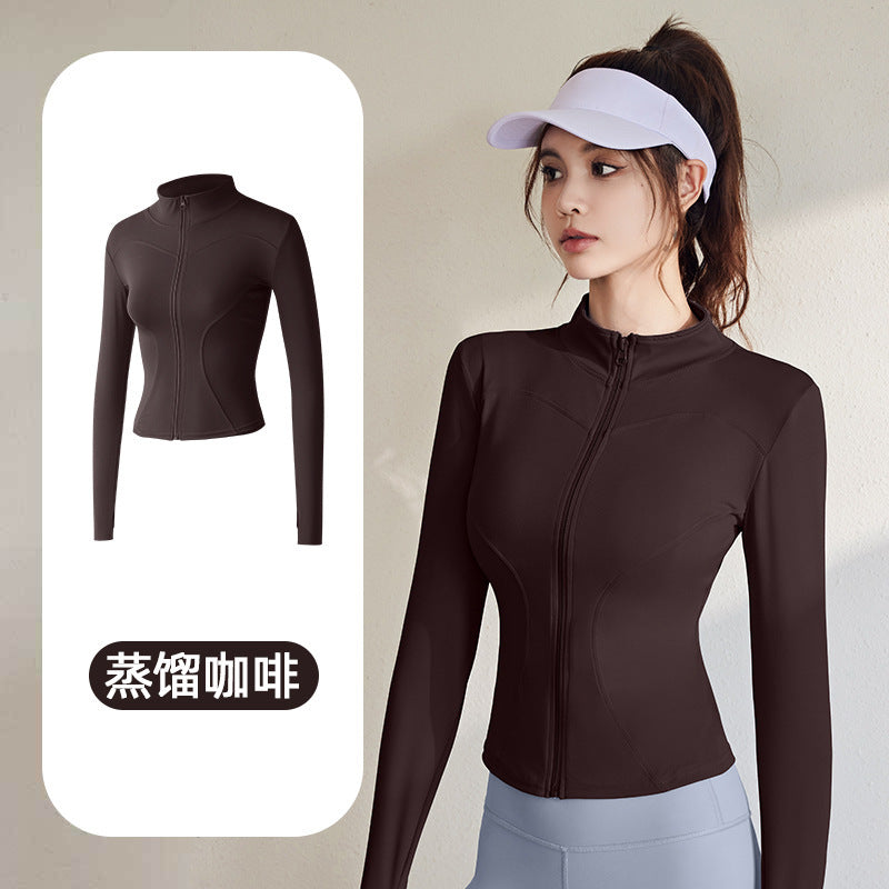 A Spring and Autumn Sports Jacket Long Sleeve Running Slim Fit High Elastic Fitness Yoga Clothing Top Jacket Women