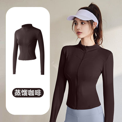 A Spring and Autumn Sports Jacket Long Sleeve Running Slim Fit High Elastic Fitness Yoga Clothing Top Jacket Women