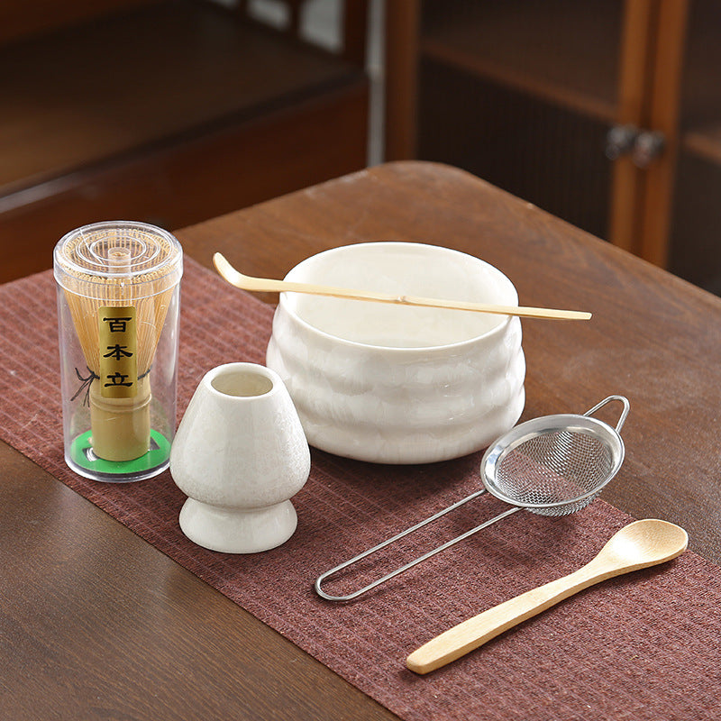 A crystal glaze cross-border ceramic matcha bowl tea beater tool set Japanese matcha brush Baibenli tea set combination