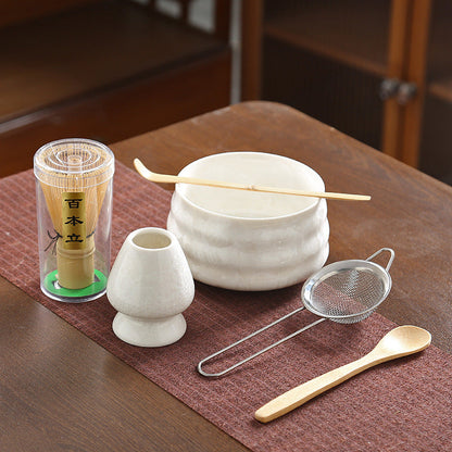 A crystal glaze cross-border ceramic matcha bowl tea beater tool set Japanese matcha brush Baibenli tea set combination