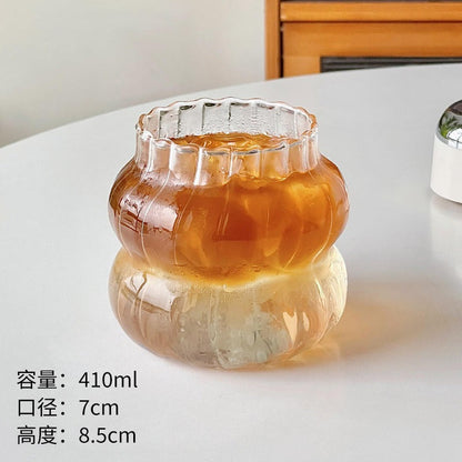 A cloud cup ins wind coffee glass cup spiral stripe straw cup high borosilicate glass