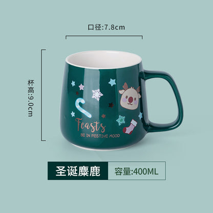 A Christmas mug creative cute cartoon ceramic cup girls coffee cup teacup holiday gift cup