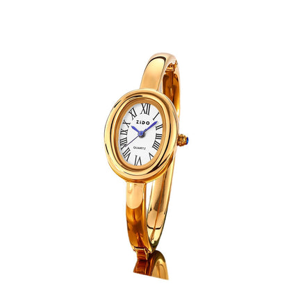 A new watch women's rose gold diamond ring, light luxury, high-end niche design, oval bracelet watch explosion