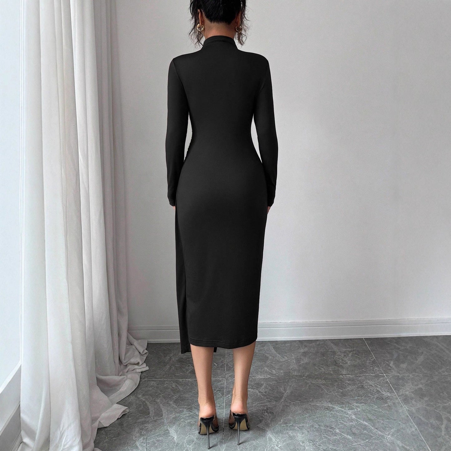 A long-sleeved dress