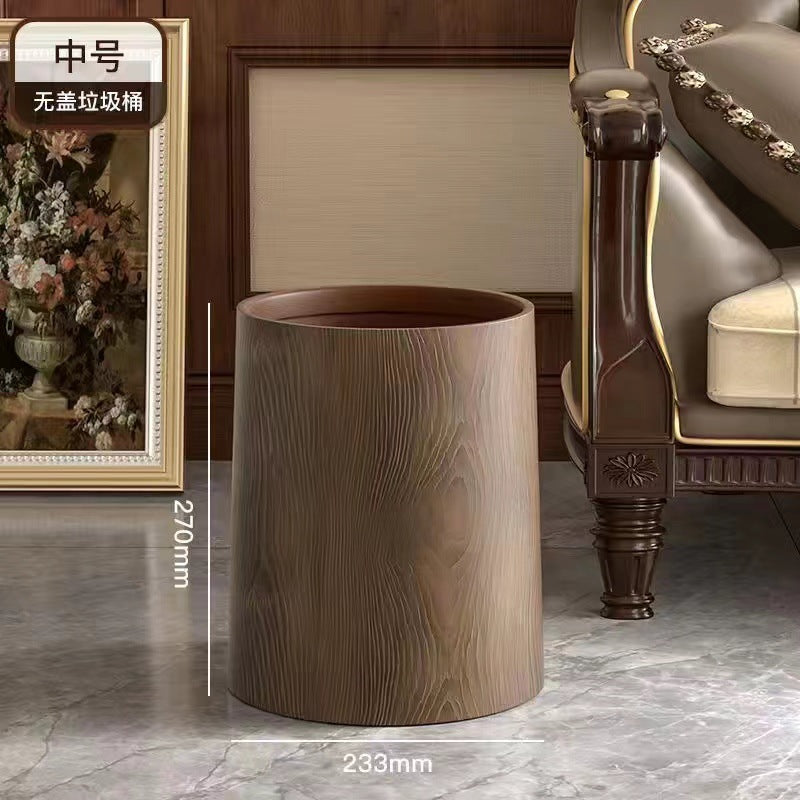 A 中式复古仿木纹垃圾桶